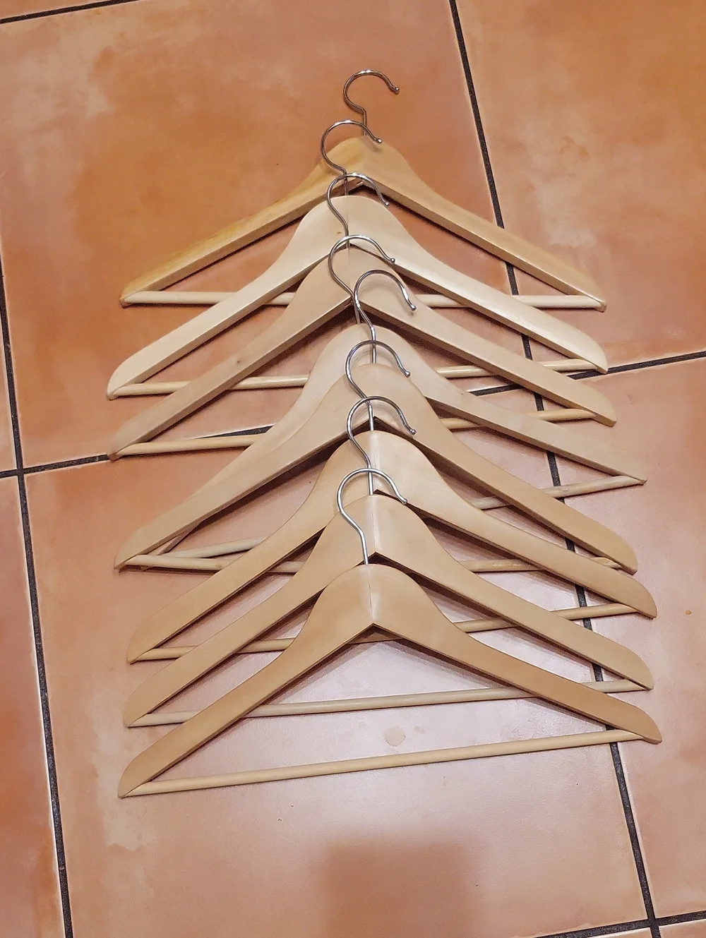 Set Of 8 Solid Wood Hangers Pants Shirts
